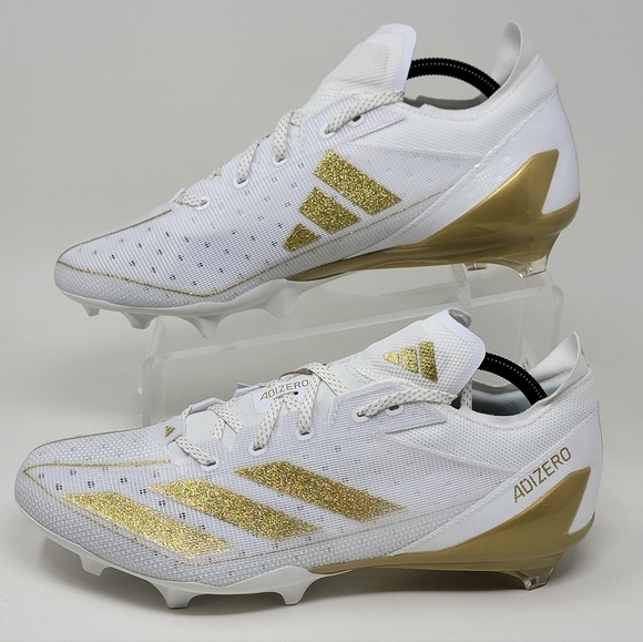 Adidas Adizero Electric Men's Size 8.5 White Gold Football Cleats IE4381 New - Picture 3 of 11